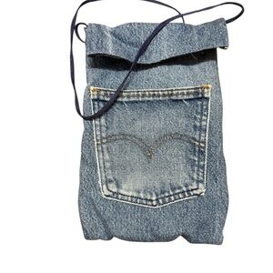 Upcycled Levi’s mini back pocket tote great vintage condition flannel lined